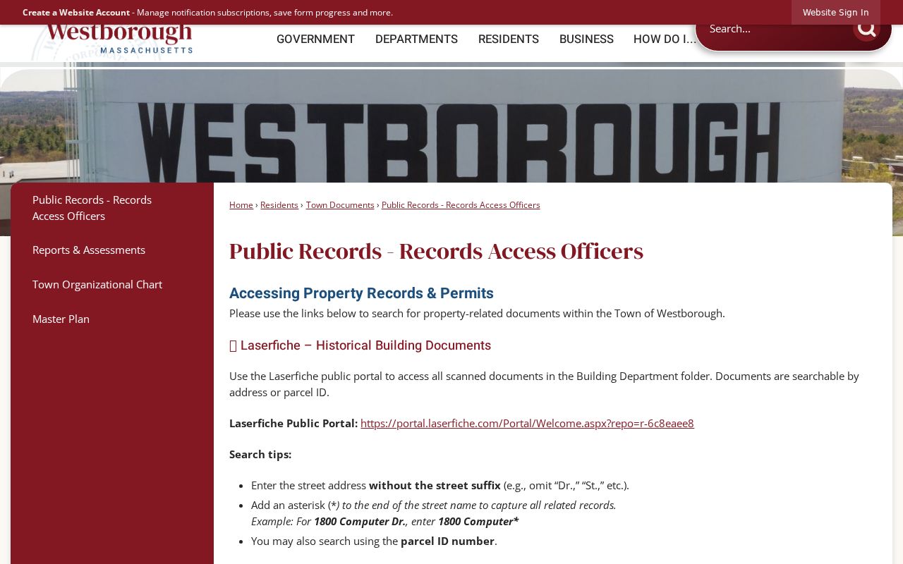 Westborough residents directory public records access officer information