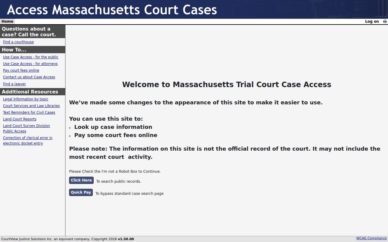 Westborough resident lookup MassCourts court search controls