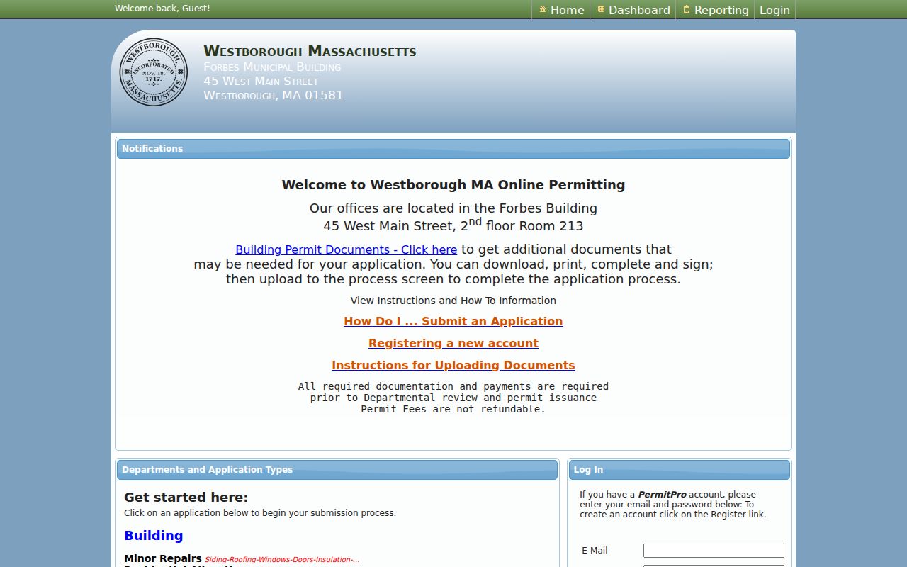 Westborough street directory PermitPro address search